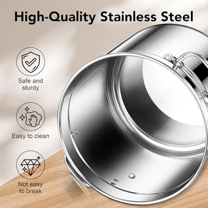 Newget Dog Food Storage Containers, Large Stainless Steel Pet Food Storage Containers 38 lb / 17 kg to Keep Fresh, Metal Airtight Cat Food Containers With Scoop and 2 Small Containers - size: 38 lb
