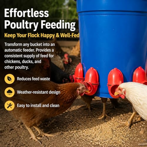Automatic Feeder Dispenser Feeding Container Equipment for Bird Care Suitable for Farm Outdoor Breeding Backyard Coop, Automatic Poultry Feeder with