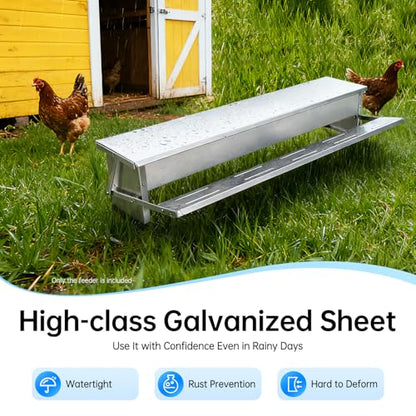 22lb Automatic Metal Treadle Feeder, 13.78in Treadle Chicken Feeder with Weatherproof Lid, Sturdy Galvanized Steel Poultry Feeders, Rat Proof Poultry Feeder for Chicken, Geese, Ducks, Turkeys