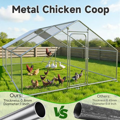 Large Metal Chicken Coop with Roosting Perch, Waterproof and UV-Resistant Cover,Outdoor Walk-in Cage Hen House for Yard Farm Rabbit Duck Chicken Run with Spire Roof(19.7'W x 13.1'L x 6.4'H) - size: 236.0"L x 157.5"W x 78.0"H