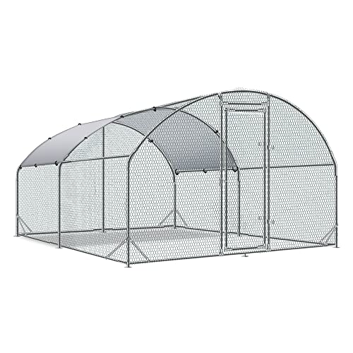 Large Metal Chicken Coop Round Top Upgrade Tri-Supporting Wire Mesh Chicken Run,Chicken Pen with Water-Resident and Anti-UV Cover,Duck Rabbit House Outdoor (Dome Roof 13'L x 9'W x 6.5'H) - size: 156.0"L x 108.0"W x 78.0"H