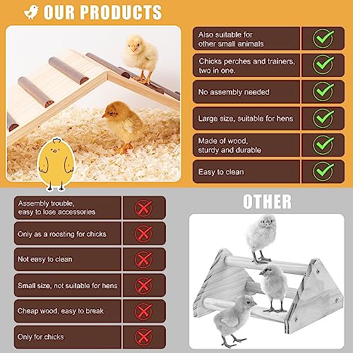 Chick Supplies, Chick Perch & Chicken Roost, Chick Stand Training Perches, Roosting, Wooden Chick Ramp Trainer, Chick Toys for Brooder, No Assemble, Coop Accessories for Chick, Hens, Small Animal