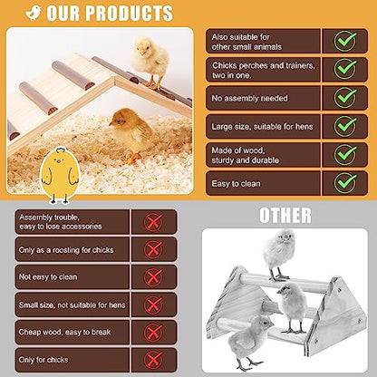 Chick Supplies, Chick Perch & Chicken Roost, Chick Stand Training Perches, Roosting, Wooden Chick Ramp Trainer, Chick Toys for Brooder, No Assemble, Coop Accessories for Chick, Hens, Small Animal