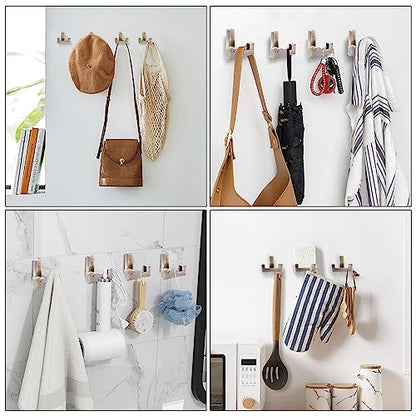 5 Pack Heavy Duty Coat Hook Wall Mount with Screw Retro Double Coat Hook Utility Hook for Coats, Scarves, Bags, Towels, Keys, Hats, Mugs (Bronze) - color: Brown