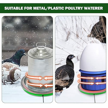 Heated Chicken Waterer Heater Base Poultry Water Heated Base for Plastic/Metal Poultry Pigeon Drinker Waterer Founts Winter Chicken Coop Accessories 45W 110V-250V