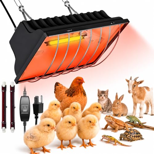 Chicken Brooder Heater for Chicks, Chick Brooder Heat Lamp with 250W & 175W Heating Bulbs, 4 Adjustable Heat Levels for Baby Chicks, Quail, Ducklings & Poultry Brooding - size: 1 Piece