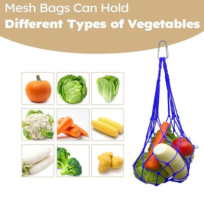Chicken Vegetable Fruit Hanging Feeder 4Pcs, Reusable String Bag with Hook for Chicken Coop Toys, Poultry Feeding Tool for Hens,Duck,Goose (Blue) - color: Blue