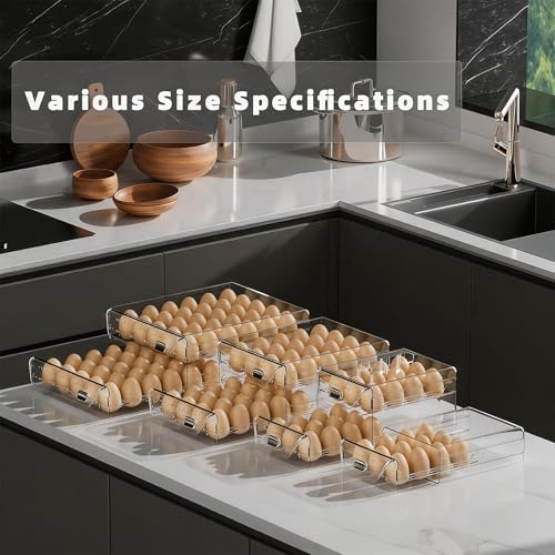 HIYOHIYO 2-Tier Clear 24 Grid Egg Container for Refrigerator, With Drawers | Large Capacity, with Time Scale Marking, Stackable, Sturdy Eggs Storage for Fridge and Countertop - size: 24 Grids-2 Layer