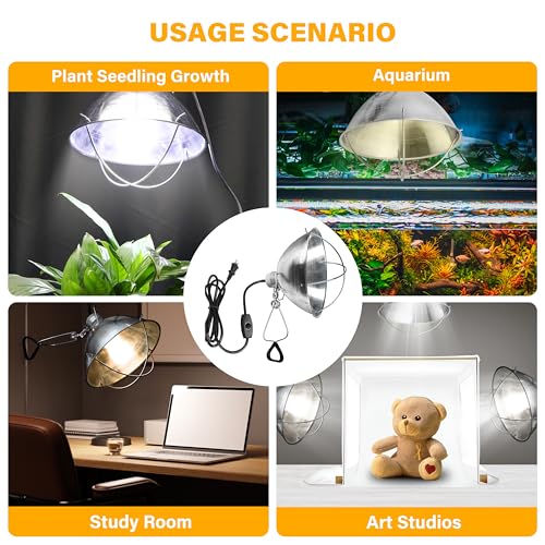 Simple Deluxe Clamp Lamp Light Socket with 10.5 Inch Aluminum Reflector, Suit for Max 250 Watt Lamp (No Bulb Included) with 18/2-Gauge 6 Feet Cord, 1 Pack - size: 10.5 Inch (250 Watts), style: 1-Pack LITE Version
