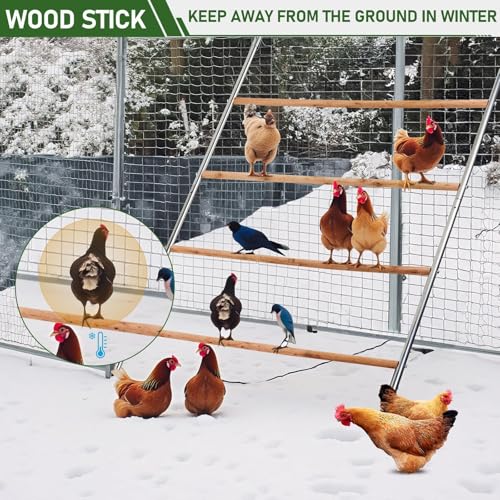 Chicken Perch for Coop Hens, Ducks & Small Pets 4-Tier Design Stable Base, 41.3" W x 56.7" H, Durable Metal & Wood Construction, Easy to Assemble & Clean, Non-Slip Chicken Roosting Bars for Outdoor