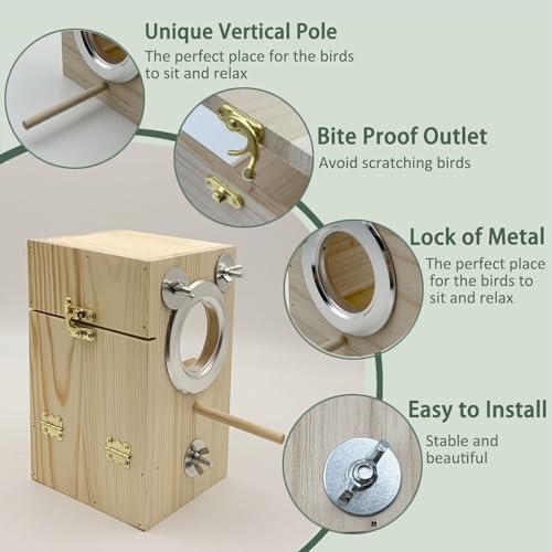 Parakeet Nesting Box Transparent Bird Nest Breeding Box with Perch | 7.87 X 4.72 X 4.72 inch Parrot Mating Box Wood Bird House Aviary for cage (S vertical) - style: S vertical