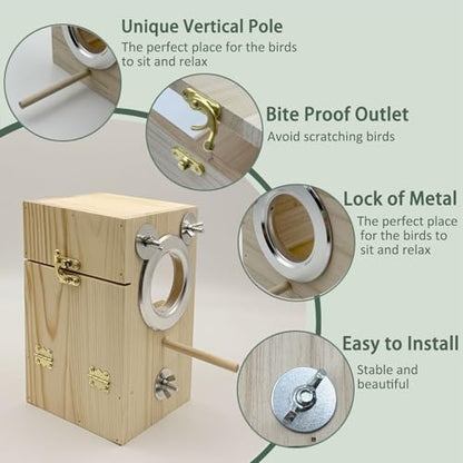 Parakeet Nesting Box Transparent Bird Nest Breeding Box with Perch | 7.87 X 4.72 X 4.72 inch Parrot Mating Box Wood Bird House Aviary for cage (S vertical) - style: S vertical