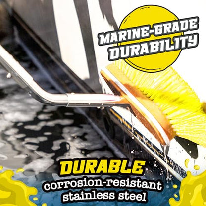 Salty Captain Boat Brush Pole with 45° Angle Head – Telescopic Stainless Steel Pole (4ft to 6.5ft) – Ideal for Cleaning Decks & Hulls – Durable, Versatile & Compatible with Multiple Attachments - style: Pole with 45° Angle Head