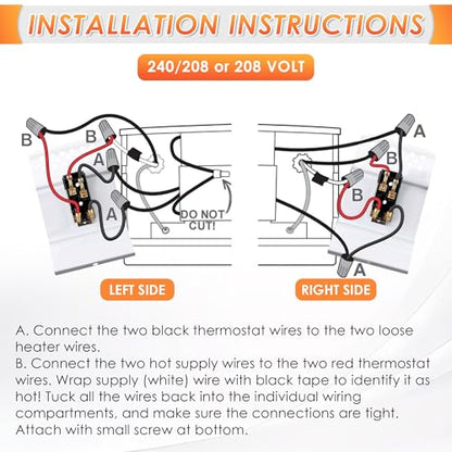 Feekoon Built in Thermostat Compatible with Cadet, Electric Baseboard Heater Thermostat, 22 Amp, 240/208/120 Volt(1 Pack,Double Pole) - style: Double Pole