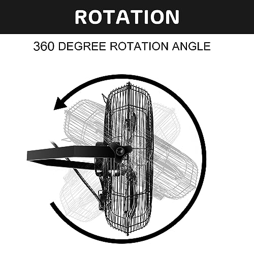 iPower Industrial Wall Mounted Fan, 3 Speed Commercial Ventilation Metal Fan High Velocity for Warehouse, Greenhouse, Workshop, Patio, Factory and Basement, 20 Inch, 1 Pack