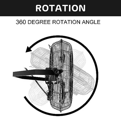 iPower Industrial Wall Mounted Fan, 3 Speed Commercial Ventilation Metal Fan High Velocity for Warehouse, Greenhouse, Workshop, Patio, Factory and Basement, 20 Inch, 1 Pack