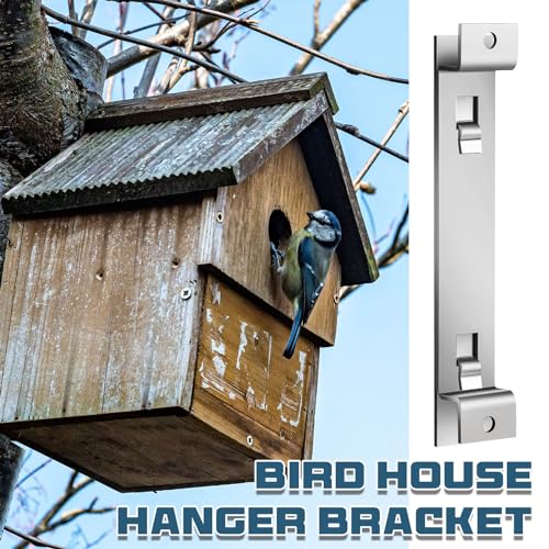 Blulu 2 Sets Bird House Hanger Bracket Stable Rust Proof Galvanized Steel Mounting Bracket for Securing Bird Houses Nesting Boxes Feeders, Quickly Remove for Cleaning (Silver) - color: Silver