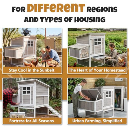 2-Story Wooden Chicken Coop, Outdoor Poultry House with Removable Leak-Proof Tray, Nesting Box, 2 Perches, Ventilation Metal Mesh, Rabbit Hutch for Small Animals, Backyard, Garden