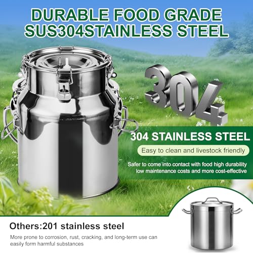 Upgrade 2-in-1 Goats and Cows Milking Machine, 3.7Gal/14L Food-Grade Stainless Steel Bucket with 5200mAh Built-in Rechargeable Battery, 4 Teat Cups, Cordless Pulsation Vaccum Electric Milking Machine - size: 14L Two-in-One Milking Machine