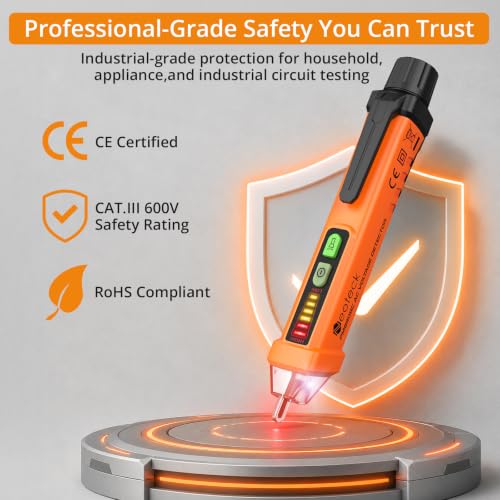 Neoteck Non-Contact AC Voltage Tester Pen, AC 12-1000V, LED Flashlight, Buzzer Alarm for Live/Null Wire Judgment