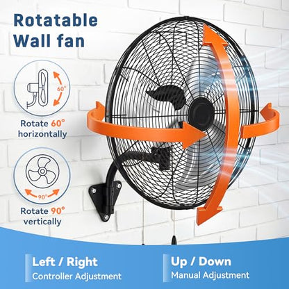 30 Inch Industrial Wall Mount Fan, Heavy Duty High Velocity Oscillating Wall Fan with 3 Speeds, 360° Adjustable Tilt Wall Mounted Fan for Garage, Workshop, Warehouse, Patio, Commercial and Home - size: 30 INCH
