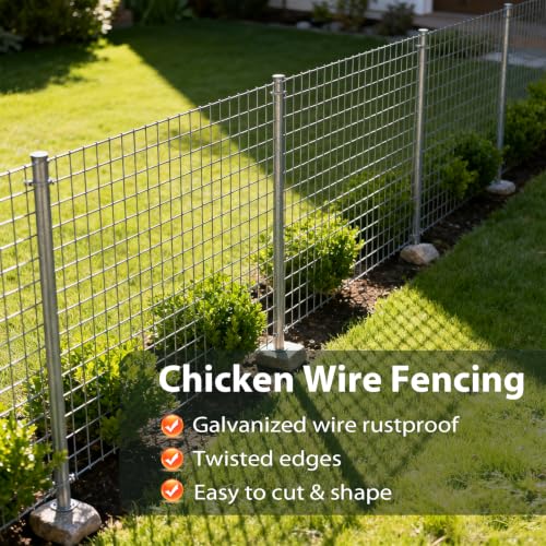 Hardware Cloth 16" x 50ft 19 Gauge, 1/2" Chicken Wire Fencing Galvanized Rust-Resistant, Wire Mesh, Poultry Animal Netting for Chicken Coops, Protective Barriers, Garden Fencing (Gloves Included) - size: 1/2" 16" x 50ft 19Ga