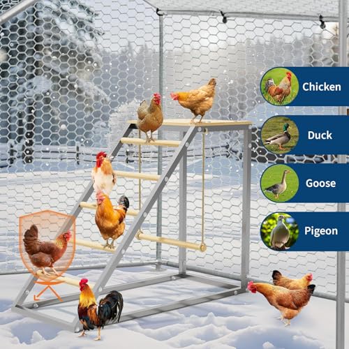GarveeTech Chicken Perch for Coop with Ladder, Roosting Bars for Chickens in Coop, Poultry Duck Hen Chick Enrichment Toys to Exercise Makes The Meat Firmer for Yard Farm, 38"x 16" x 27.5" - size: 37.6" L x 15.7" W x 27.5" H