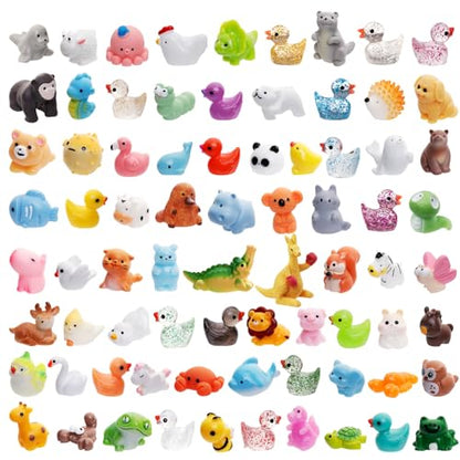 80 Pcs Mini Resin Animals 80 Styles Resin Animals Figurines Bulk for Fairy Garden Miniature Dollhouse Accessories Hide Crafts Decor - style: 80Pcs-Animals Bulk