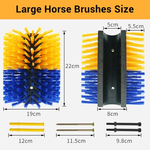 GarveeHome Livestock Scratch Brushes, Short Single Cow Brush Cow Scratcher Full Massage Brush for Grooming Relieve Itch for Cow Goat Cattle Pig Sheep - color: Blue and yellow