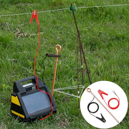 Electric Fence Wire Connect The Energizer and Electric Fence Charger Solar Fence Charger Solar Powered Electric Fence, Solar Electric Fence (3FT(Wire+Grounding Rod)) - style: 3FT(Wire+Grounding Rod)
