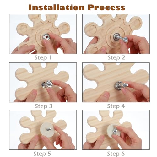 KABASI Rotating Natural Wood Chinchilla Chew Toys, Interactive Enrichment Rat Enrichment Toys for Teeth Grinding, Hanging Exercise Chinchilla Cage Accessories Snowflake Wheel for Hamster Guinea Pig - color: Style C