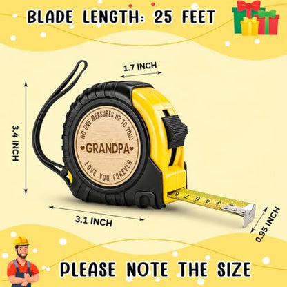 Grandpa Gifts Fathers Day Christmas Birthday Gifts for Grandpa Grandfather | Tool Gifts Woodworker Gifts Carpenter Gifts for Grandpa No One Measures Up to You Engraved Tape Measure 25 FT - color: Grandpa