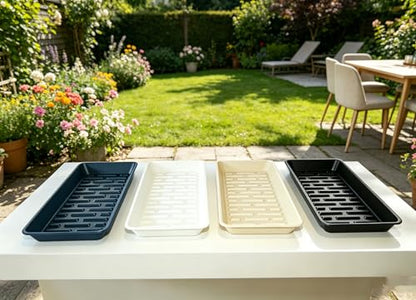4 Pack Plant Saucer Tray 6.5 x 13 Inch, Heavy Sturdy Long Narrow Plastic Plant Drainage Tray No Holes, Drip Tray for Pots, Seed Starter Growing Tray, Black - color: Black, size: 13" x 6.5" x 1.2" (4pack)