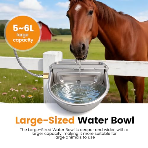Large Automatic Dog Water Dispenser Outdoor, Auto Refill Water Bowl for Dogs Cats, Livestock Waterer 304 Stainless Steel Water Bowl for Pig Cow Goat Sheep Deer Chicken (Large)