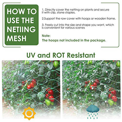 Ruolan Bird Netting for Garden Protect Vegetable Plants and Fruit Trees13X20Ft,Plastic Trellis Netting for Birds, Deer,Squirrels and Other Animals - size: 13X20