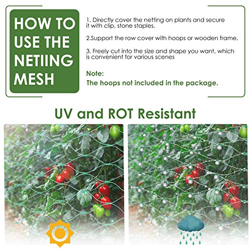 Ruolan Bird Netting for Garden Protect Vegetable Plants and Fruit Trees13X82Ft,Plastic Trellis Netting for Birds, Deer,Squirrels and Other Animals - size: 13X82