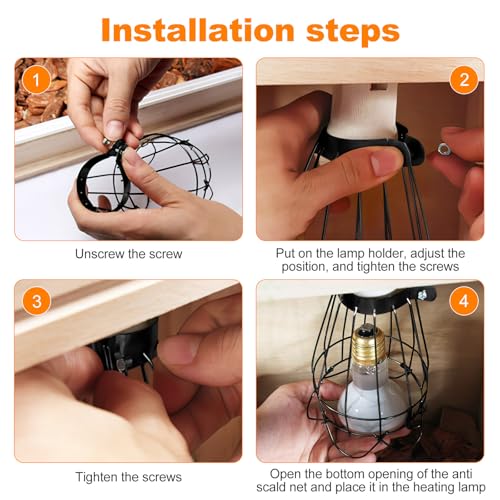 Abaodam Reptile Heat Lamp Cage Guard, Metal Wire Bulb Cover and Anti-Scald Lampshade for Snake, Lizard and Brooder Heater