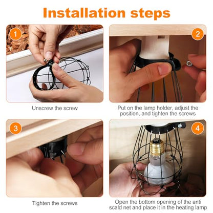 Abaodam Reptile Heat Lamp Cage Guard, Metal Wire Bulb Cover and Anti-Scald Lampshade for Snake, Lizard and Brooder Heater