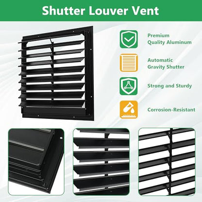 AIWFL 18 Inch Aluminum Automatic Exhaust Shutter Louver Vent, Automatic Gravity Shutter Louver Vent for Home Attics, Workshops, Barn, Greenhouse
