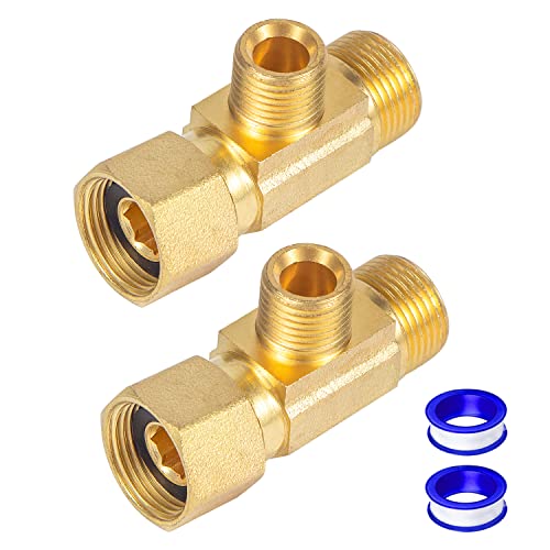 Brass Angle Stop Add-A-Tee Valve 3/8" Compression Inlet by 1/4" Compression Outlet Easy Connect Tee (2 Pack) - size: 3/8x 3/8x 1/4 2 Pack Brass