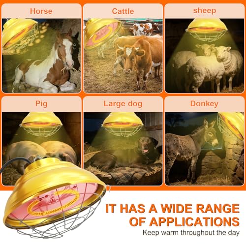 Hanging 600 Watt Heat Lamp for Chickens with Carbon Fiber Bulb for Indoor&Outdoor Used with Two-Temperature Adjustable for Cattle, Horses, Donkeys, Livestock Professional Waterproof Heater (600 Watt) - size: 600 Watt