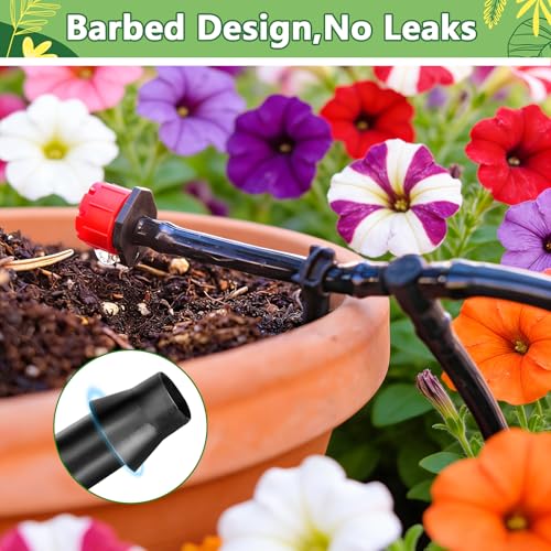 280 Pcs Barbed Connectors Irrigation Fittings Kit, Drip Irrigation Barbed Parts 1/4'' Tubing Kit for Garden Lawn (Nozzles, Nozzle Tees, Single Barbs, Couplings, Tees, Elbows, Plugs, Crosses) - size: 1/4 Inch Fittings-280P