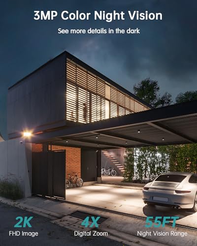 ZUMIMALL 2K Solar Security Cameras Wireless Outdoor 4-Pack, Solar Powered Cameras for Home Security with 360° View, Color Night Vision, 2-Way Talk, AI Alert, Siren, CloudEdge App, Black - color: 4 Black Solar 3MP
