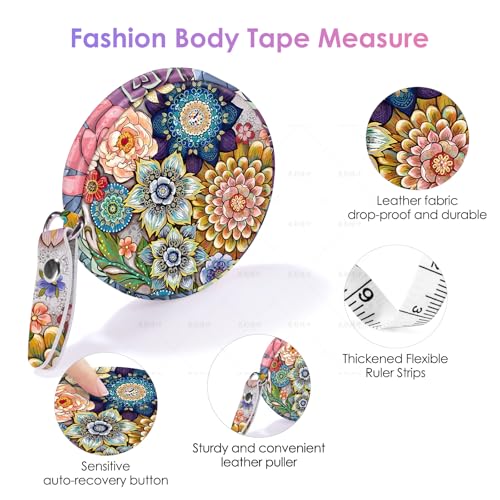 Sewing Tape Measure，Colour Printed Small Retractable Soft Measuring Tape for Tailor Cloth Fabric Body Measurements. - color: Mandara Flower
