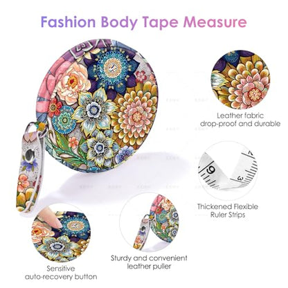 Sewing Tape Measure，Colour Printed Small Retractable Soft Measuring Tape for Tailor Cloth Fabric Body Measurements. - color: Mandara Flower