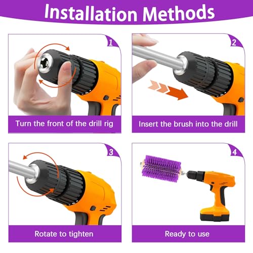 2 Pcs Mini Roto Brush for Livestock, Drill Brush Attachment for Stimulating Livestock Hair, Scratching Shedding Tool for Cattle Horse Sheep Goat Grooming (Purple)