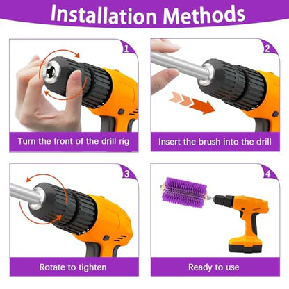 2 Pcs Mini Roto Brush for Livestock, Drill Brush Attachment for Stimulating Livestock Hair, Scratching Shedding Tool for Cattle Horse Sheep Goat Grooming (Purple)