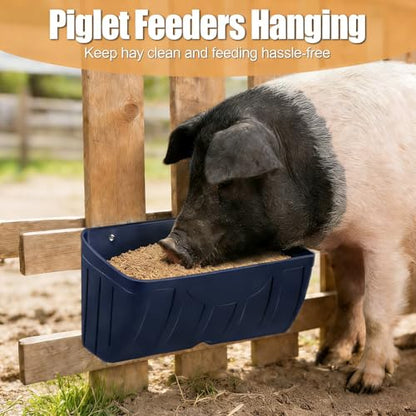 Chicken Feeder Waterer,Duck Feeder,Hanging Goat Feeder,5 Quart*3 Pack,Blue | Feeder Trough for Sheep Poultry Dog Livestock,Fences & Walls Feeder Trough,Easy to clean,Easy to install,Includes clips - color: 3 Pack Blue