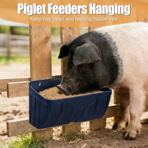 Chicken Feeder Waterer,Hanging Goat Feeders,5 Quart*2 Pack,Feeder Trough for Sheep Duck Poultry Dog, Fence Feeder Trough Livestock Feeding Container, Chicken Coop Accessories,Blue - color: 2 Pack Blue