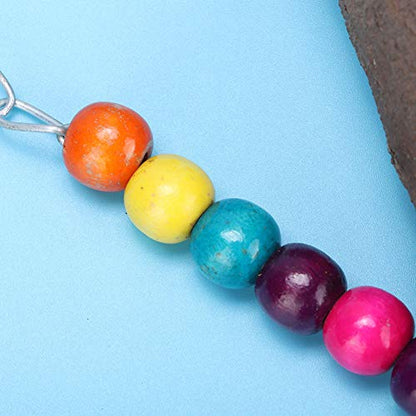 HEEPDD Wooden Chicken Swing, Natural Wood Hanging Toy with Colorful Beads for Hens Macaw, Suspension Hook Design for Chewing Playing Climbing in Coop (Chicken Swing)